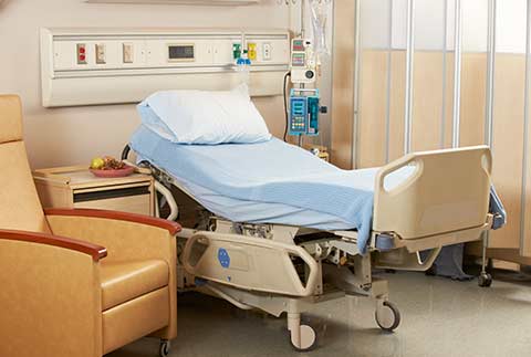 Interior view of a hospital room 